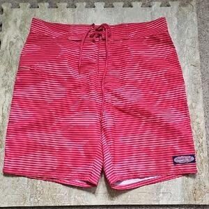 Vineyard Vines Red and White Striped Swim Shorts